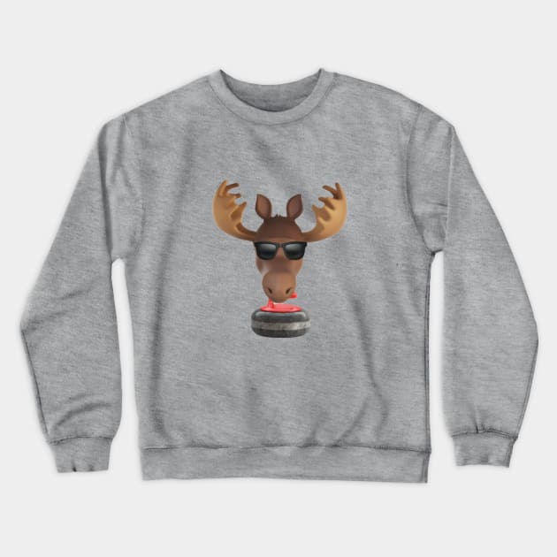 Curling Moose Crewneck Sweatshirt by MooseFish Lodge